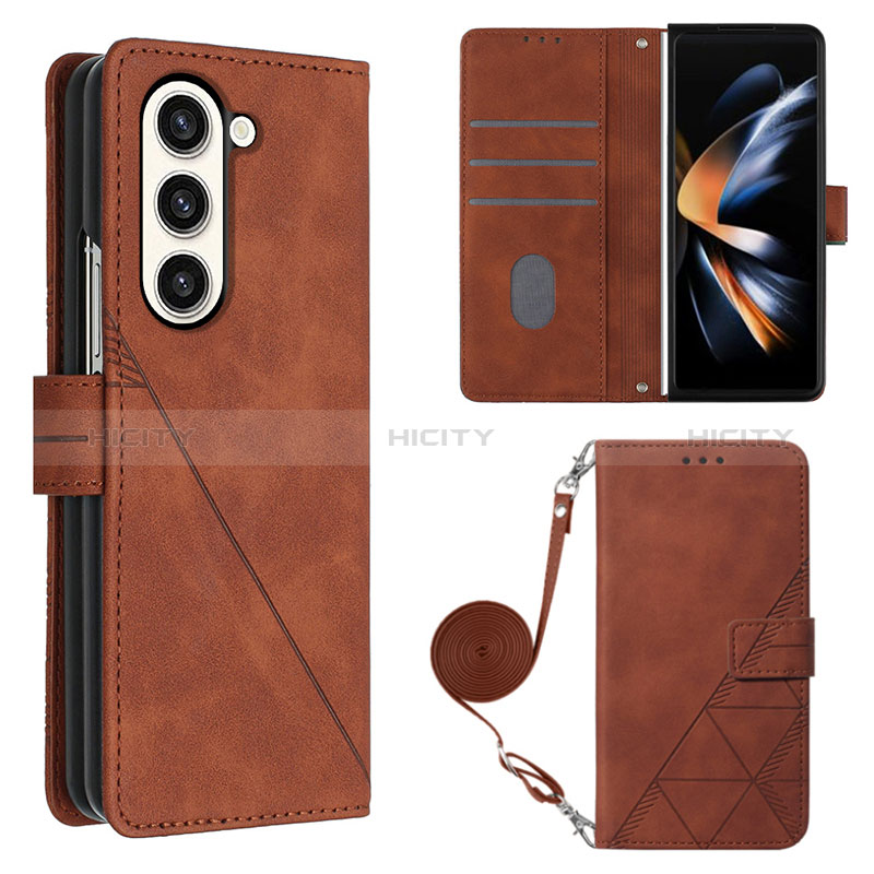 Coque Portefeuille Livre Cuir Etui Clapet Y01B pour Samsung Galaxy Z Fold5 5G Marron Plus