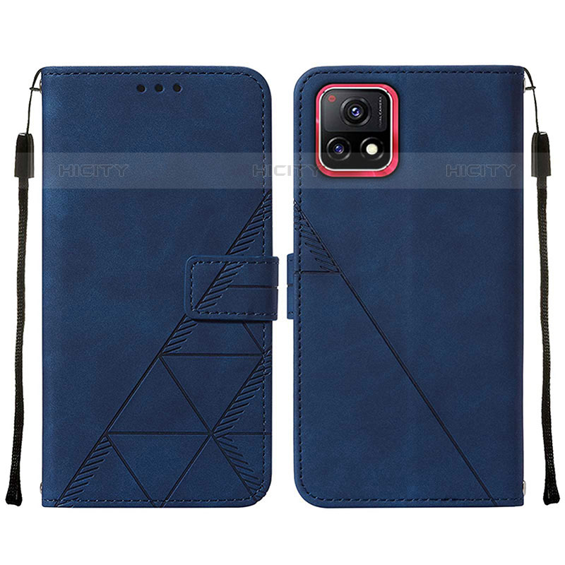 Coque Portefeuille Livre Cuir Etui Clapet Y01B pour Vivo iQOO U3 5G Bleu Plus