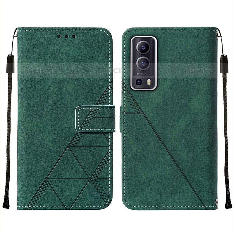 Coque Portefeuille Livre Cuir Etui Clapet Y01B pour Vivo iQOO Z3 5G Vert Plus