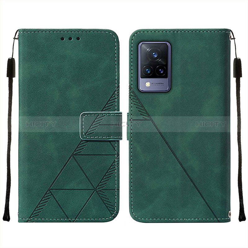 Coque Portefeuille Livre Cuir Etui Clapet Y01B pour Vivo V21 5G Vert Plus