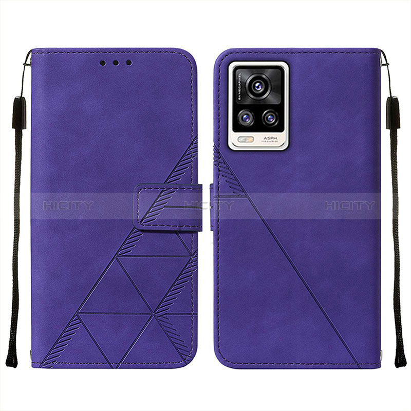 Coque Portefeuille Livre Cuir Etui Clapet Y01B pour Vivo V21e 4G Violet Plus