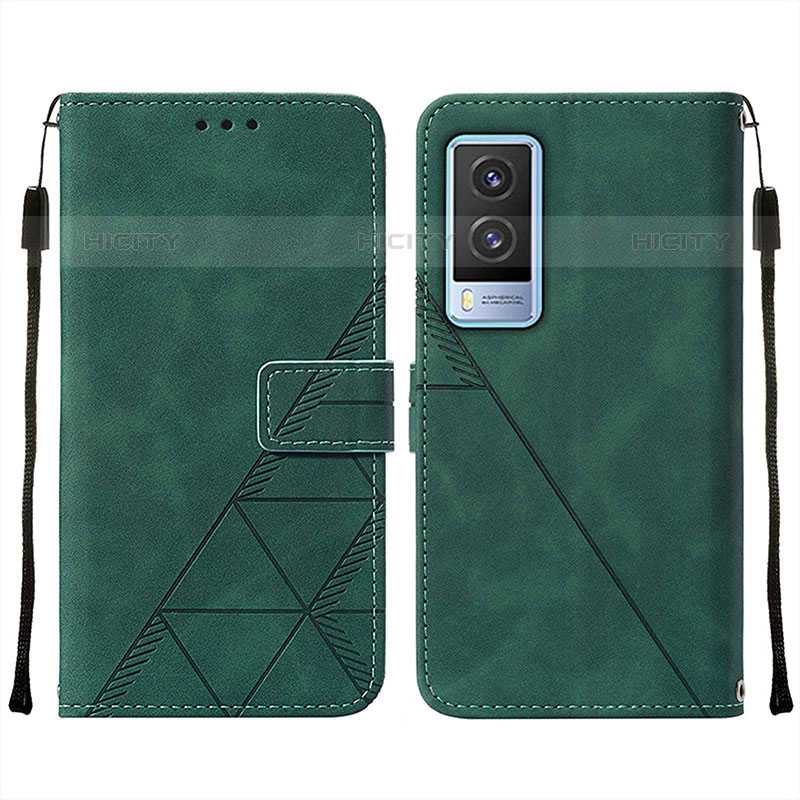 Coque Portefeuille Livre Cuir Etui Clapet Y01B pour Vivo V21e 5G Vert Plus