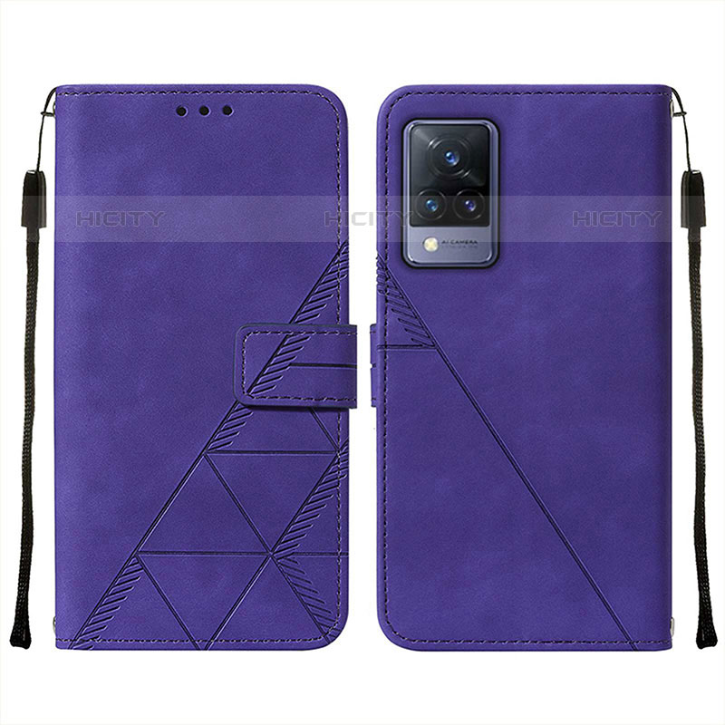 Coque Portefeuille Livre Cuir Etui Clapet Y01B pour Vivo V21s 5G Violet Plus