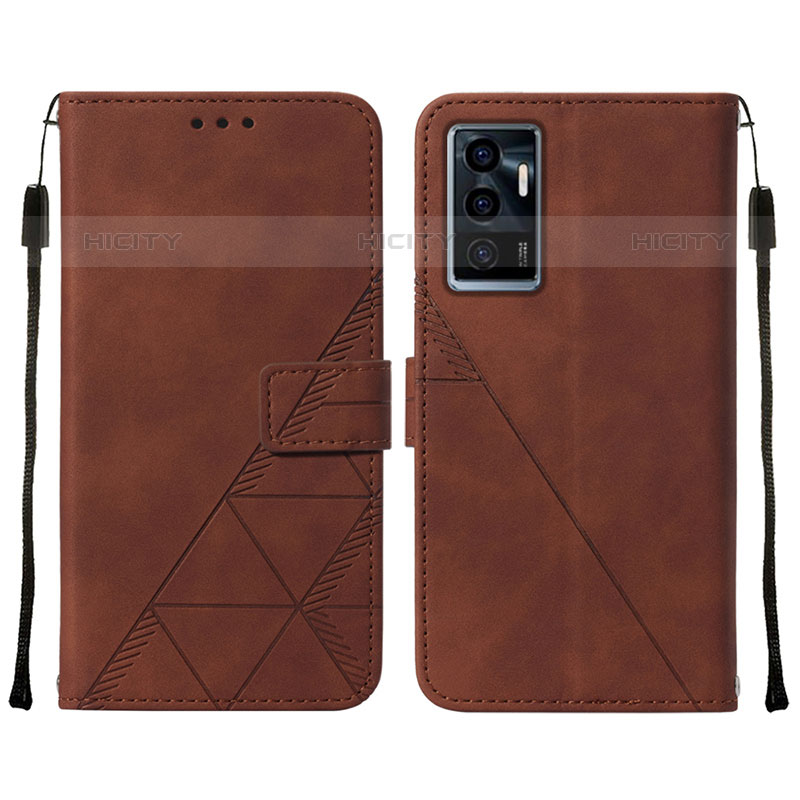 Coque Portefeuille Livre Cuir Etui Clapet Y01B pour Vivo V23e 5G Marron Plus