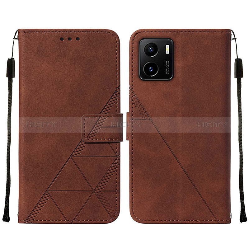 Coque Portefeuille Livre Cuir Etui Clapet Y01B pour Vivo Y01A Marron Plus