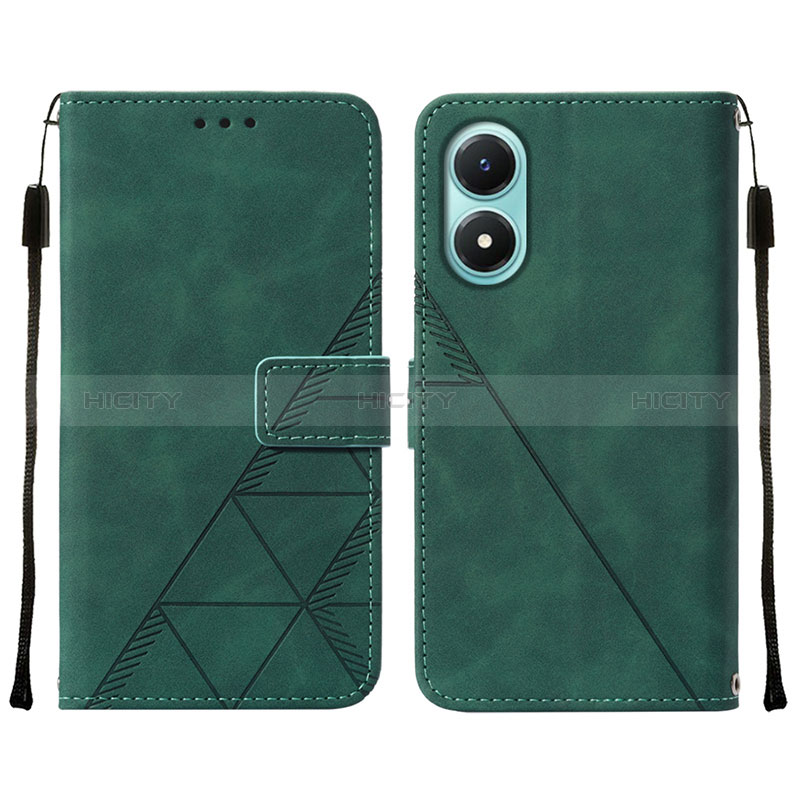 Coque Portefeuille Livre Cuir Etui Clapet Y01B pour Vivo Y02S Vert Plus