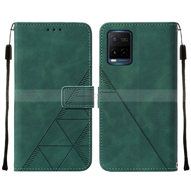 Coque Portefeuille Livre Cuir Etui Clapet Y01B pour Vivo Y21 Vert Plus