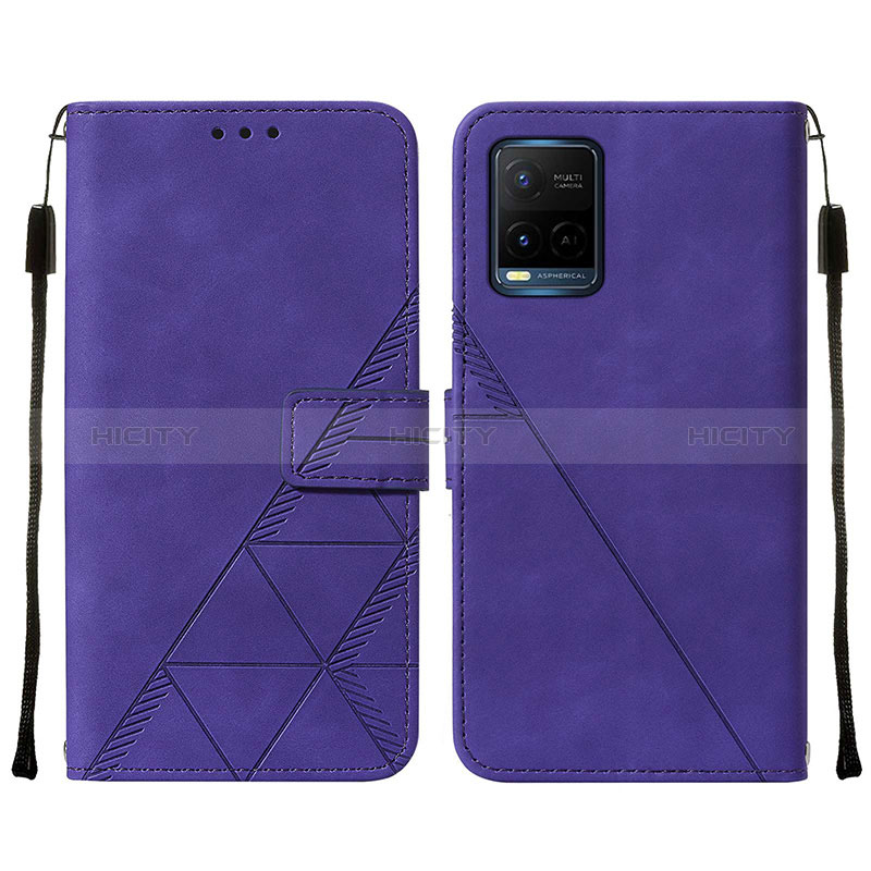 Coque Portefeuille Livre Cuir Etui Clapet Y01B pour Vivo Y21 Violet Plus