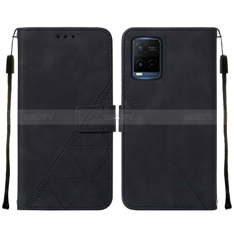 Coque Portefeuille Livre Cuir Etui Clapet Y01B pour Vivo Y21t Noir Plus