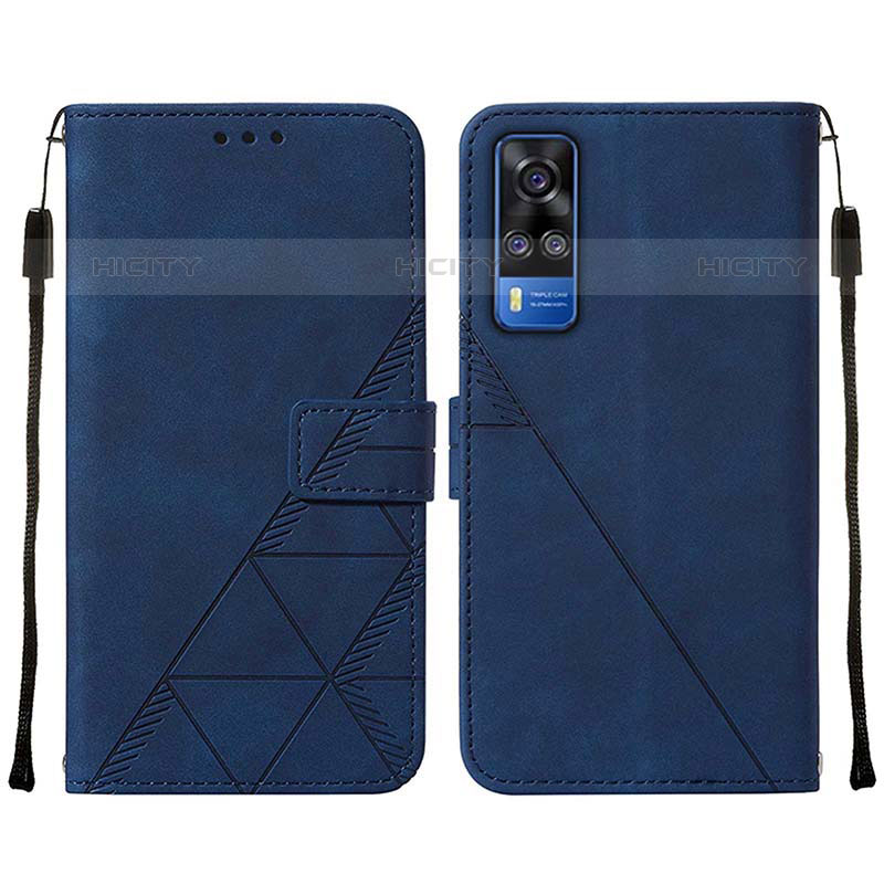 Coque Portefeuille Livre Cuir Etui Clapet Y01B pour Vivo Y51A Bleu Plus