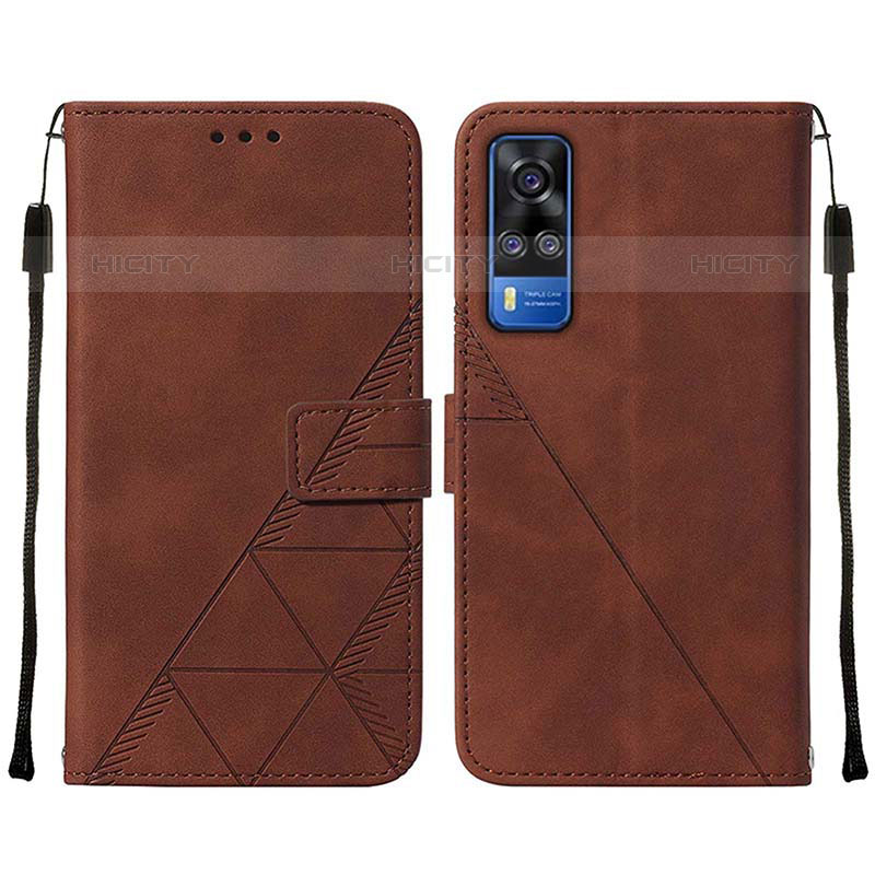 Coque Portefeuille Livre Cuir Etui Clapet Y01B pour Vivo Y51A Marron Plus