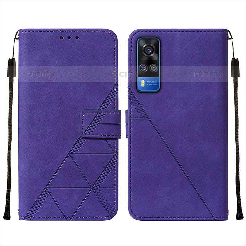 Coque Portefeuille Livre Cuir Etui Clapet Y01B pour Vivo Y51A Violet Plus