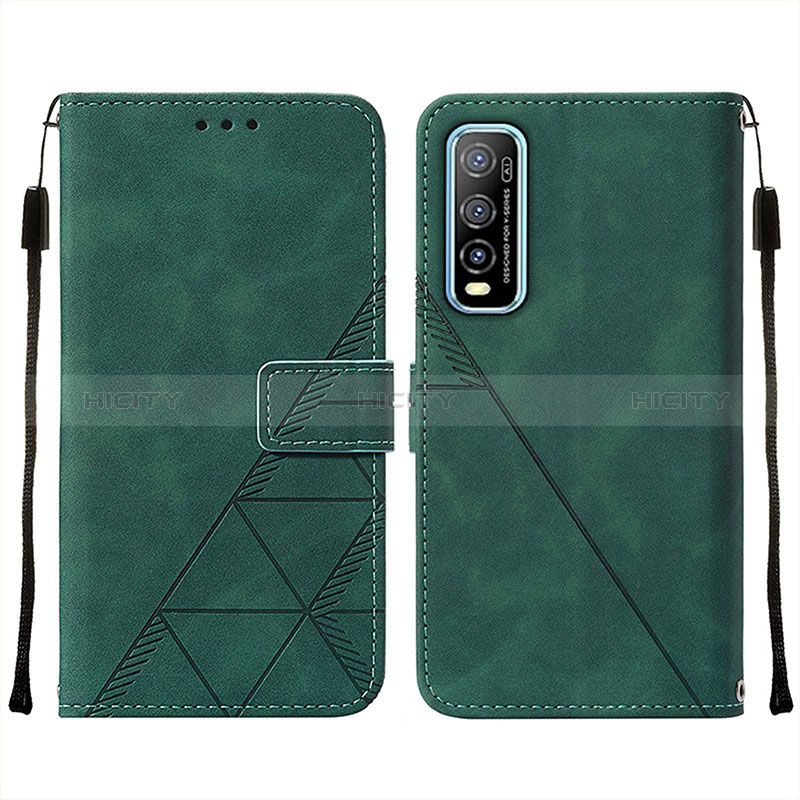 Coque Portefeuille Livre Cuir Etui Clapet Y01B pour Vivo Y51s 5G Vert Plus