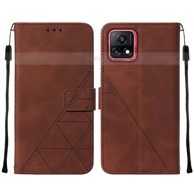 Coque Portefeuille Livre Cuir Etui Clapet Y01B pour Vivo Y52s 5G Marron Plus