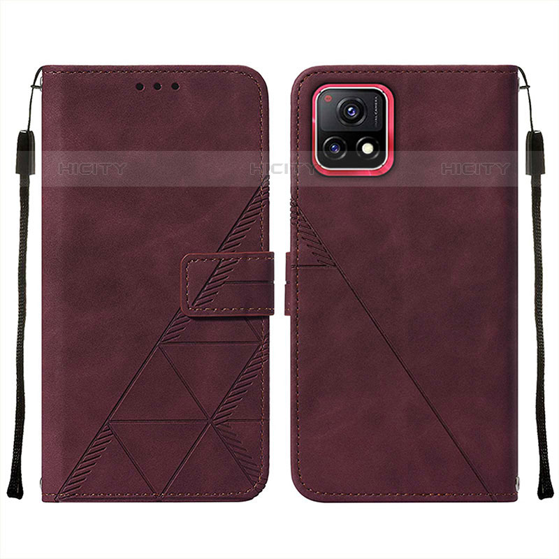 Coque Portefeuille Livre Cuir Etui Clapet Y01B pour Vivo Y52s 5G Vin Rouge Plus