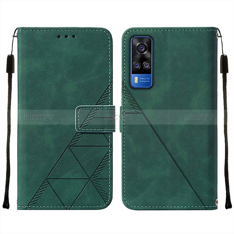 Coque Portefeuille Livre Cuir Etui Clapet Y01B pour Vivo Y53s NFC Vert Plus