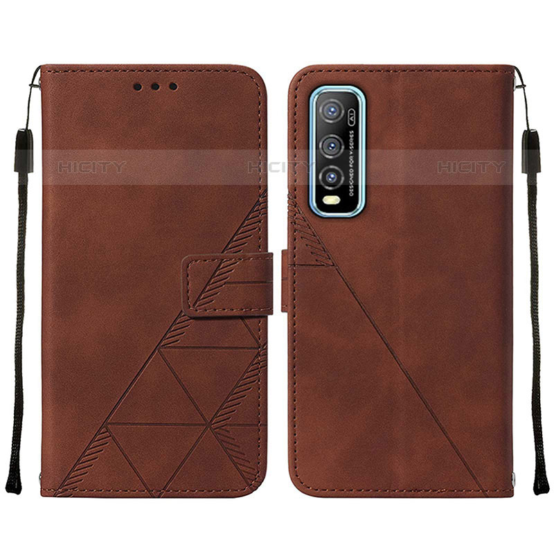 Coque Portefeuille Livre Cuir Etui Clapet Y01B pour Vivo Y70S 5G Marron Plus