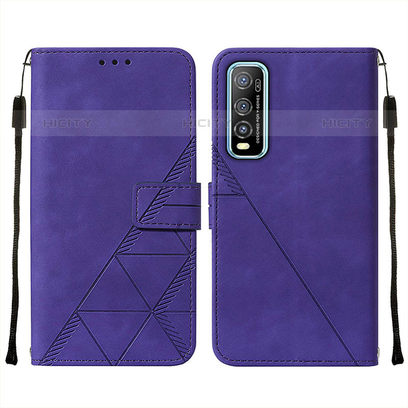 Coque Portefeuille Livre Cuir Etui Clapet Y01B pour Vivo Y70S 5G Violet Plus