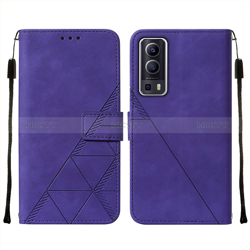 Coque Portefeuille Livre Cuir Etui Clapet Y01B pour Vivo Y72 5G Violet Plus