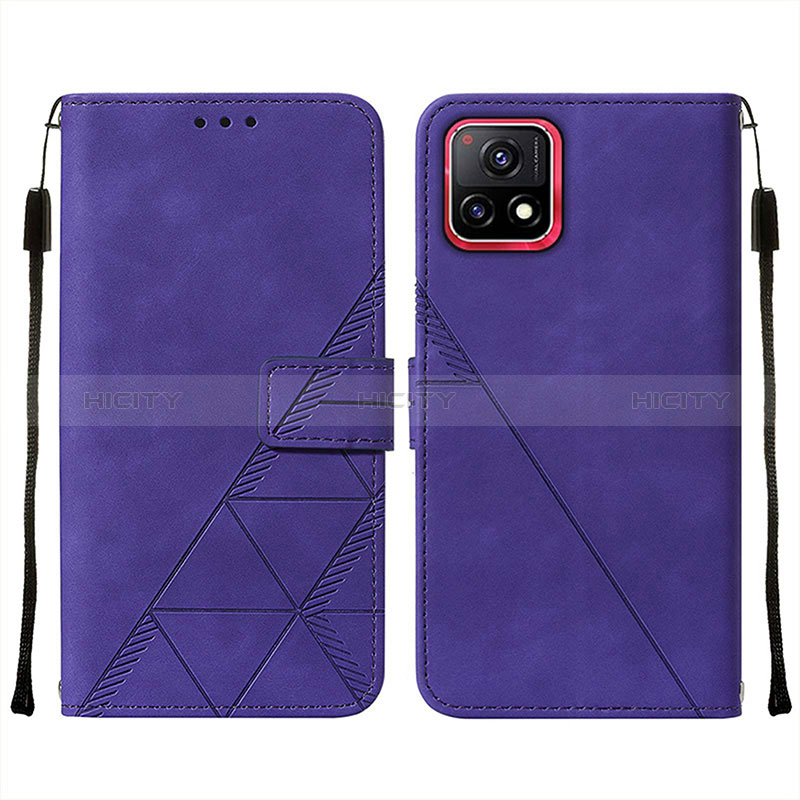 Coque Portefeuille Livre Cuir Etui Clapet Y01B pour Vivo Y72 India Violet Plus