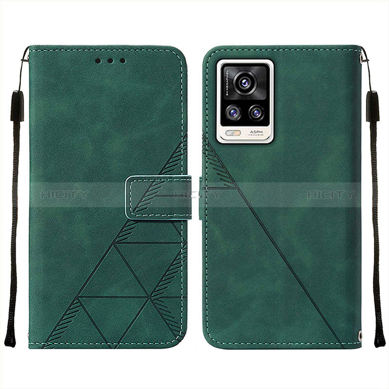 Coque Portefeuille Livre Cuir Etui Clapet Y01B pour Vivo Y73 (2021) Vert Plus