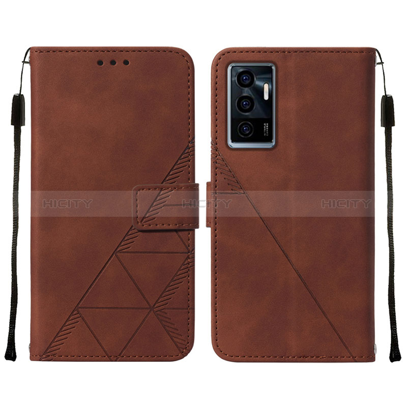 Coque Portefeuille Livre Cuir Etui Clapet Y01B pour Vivo Y75 4G Marron Plus