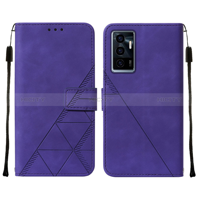 Coque Portefeuille Livre Cuir Etui Clapet Y01B pour Vivo Y75 4G Violet Plus