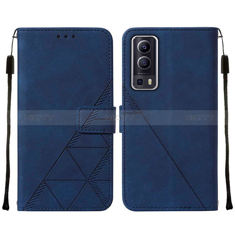 Coque Portefeuille Livre Cuir Etui Clapet Y01B pour Vivo Y75s 5G Bleu Plus