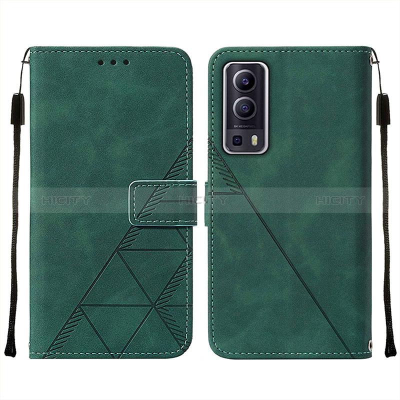 Coque Portefeuille Livre Cuir Etui Clapet Y01B pour Vivo Y75s 5G Vert Plus