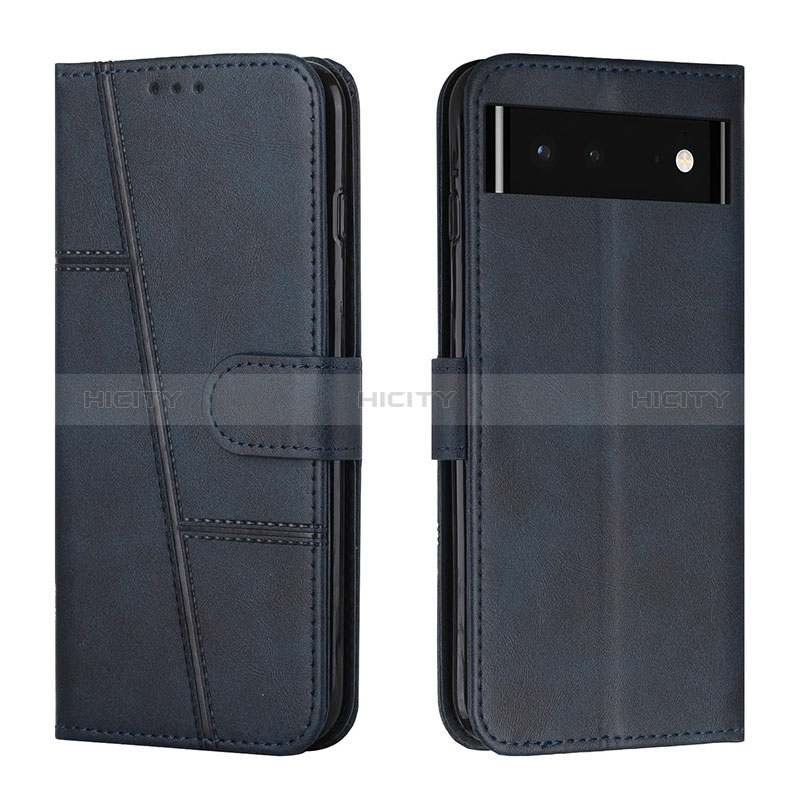 Coque Portefeuille Livre Cuir Etui Clapet Y01X pour Google Pixel 6 5G Bleu Plus