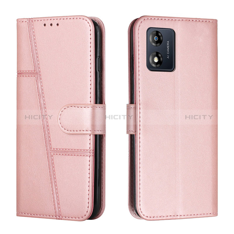 Coque Portefeuille Livre Cuir Etui Clapet Y01X pour Motorola Moto E13 Or Rose Plus