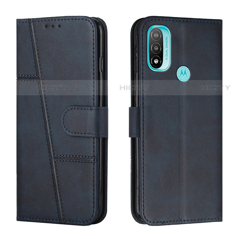 Coque Portefeuille Livre Cuir Etui Clapet Y01X pour Motorola Moto E20 Bleu Plus