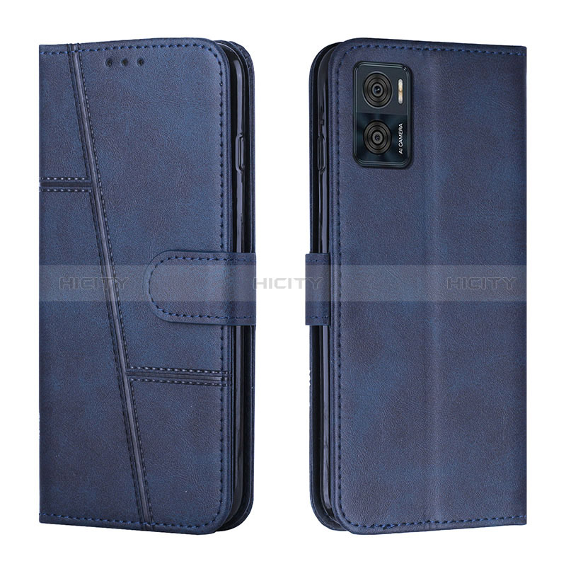 Coque Portefeuille Livre Cuir Etui Clapet Y01X pour Motorola Moto E22 Bleu Plus