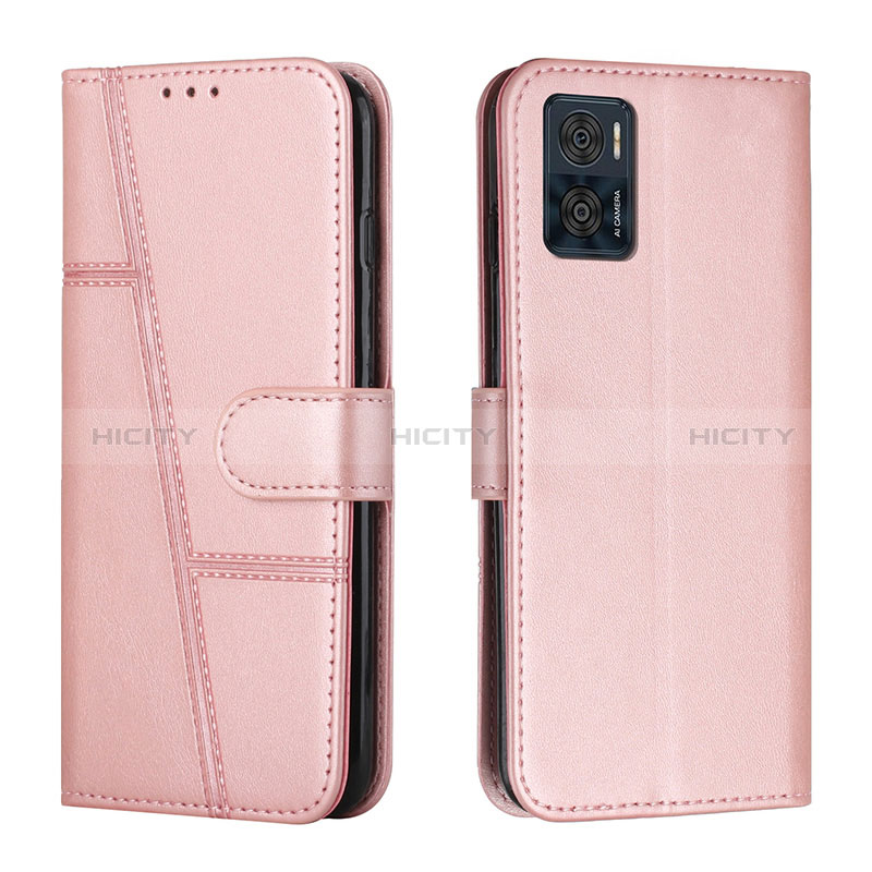 Coque Portefeuille Livre Cuir Etui Clapet Y01X pour Motorola Moto E22i Or Rose Plus