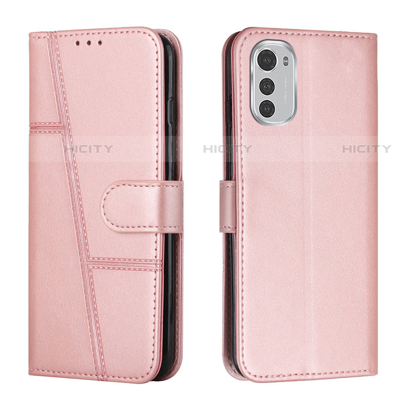 Coque Portefeuille Livre Cuir Etui Clapet Y01X pour Motorola Moto E32 Or Rose Plus