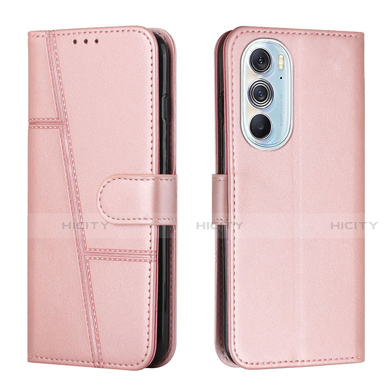 Coque Portefeuille Livre Cuir Etui Clapet Y01X pour Motorola Moto Edge 30 Pro 5G Or Rose Plus