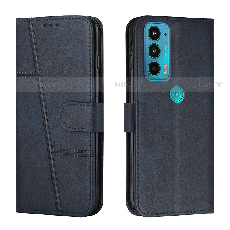 Coque Portefeuille Livre Cuir Etui Clapet Y01X pour Motorola Moto Edge Lite 5G Bleu Plus