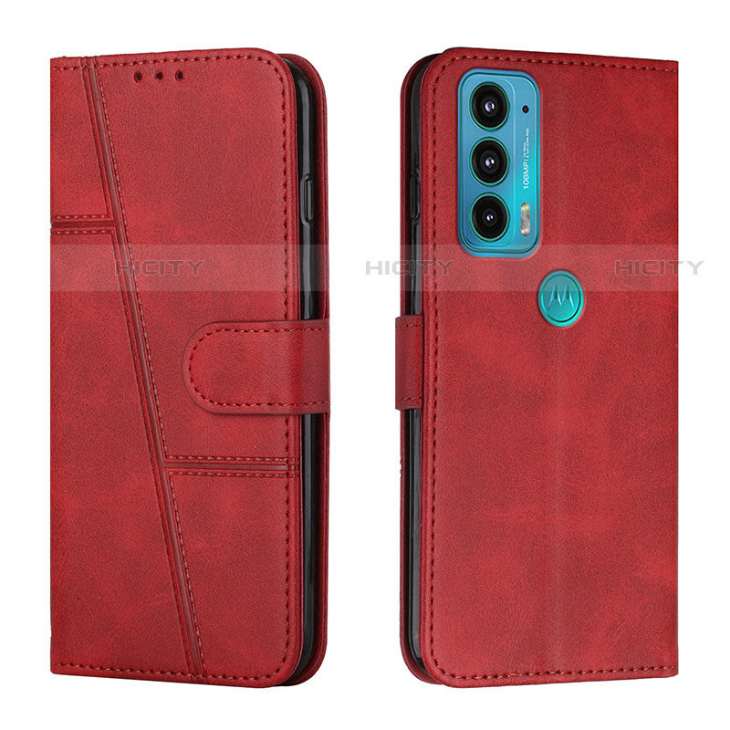 Coque Portefeuille Livre Cuir Etui Clapet Y01X pour Motorola Moto Edge Lite 5G Rouge Plus