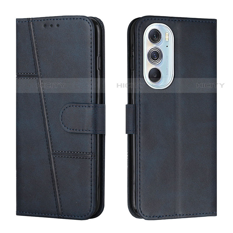 Coque Portefeuille Livre Cuir Etui Clapet Y01X pour Motorola Moto Edge Plus (2022) 5G Bleu Plus