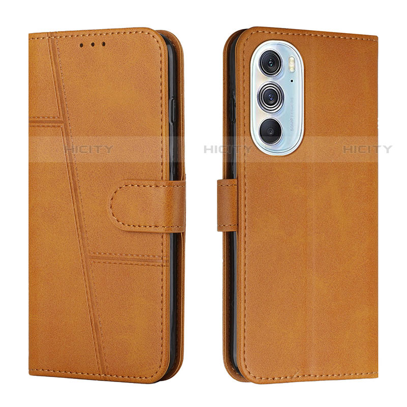 Coque Portefeuille Livre Cuir Etui Clapet Y01X pour Motorola Moto Edge X30 5G Brun Clair Plus