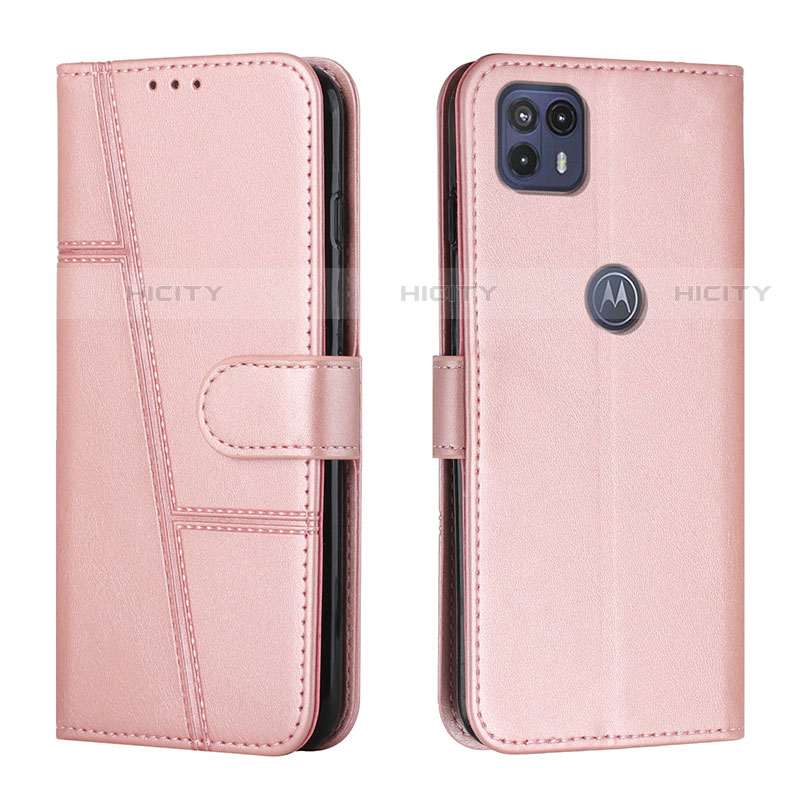 Coque Portefeuille Livre Cuir Etui Clapet Y01X pour Motorola Moto G50 5G Or Rose Plus