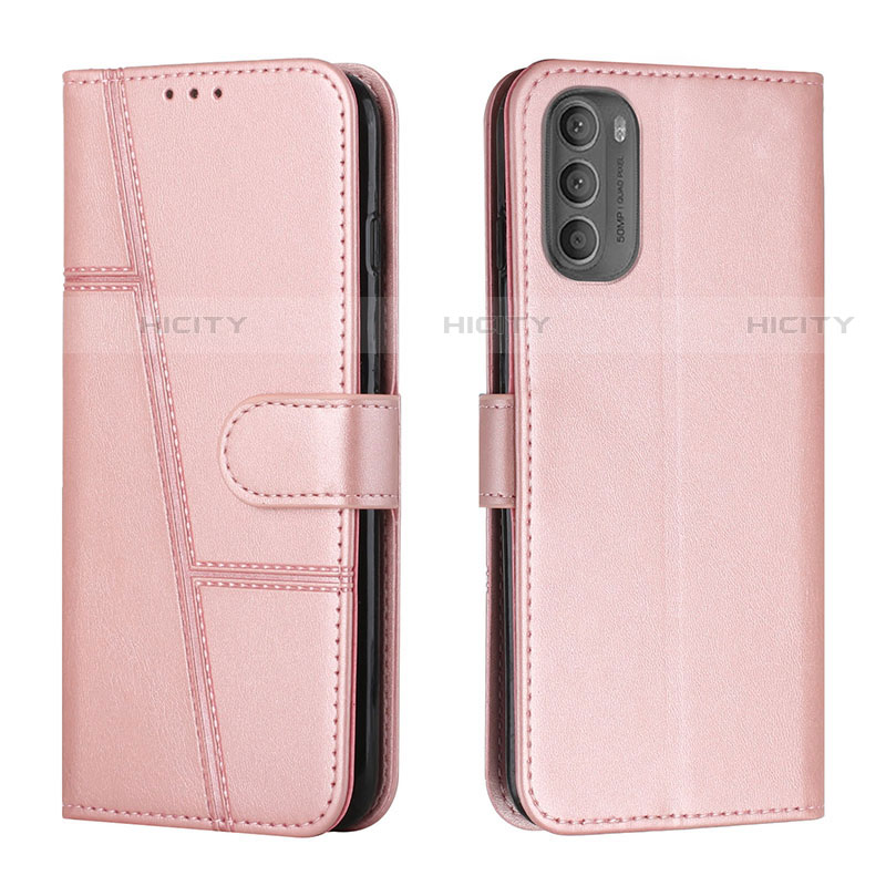 Coque Portefeuille Livre Cuir Etui Clapet Y01X pour Motorola Moto G51 5G Or Rose Plus