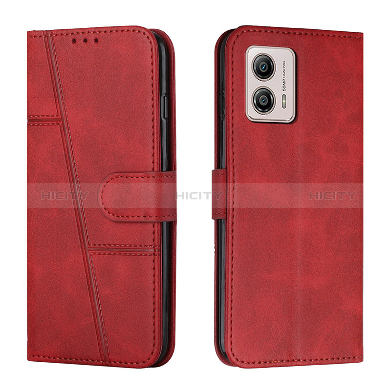 Coque Portefeuille Livre Cuir Etui Clapet Y01X pour Motorola Moto G53 5G Rouge Plus