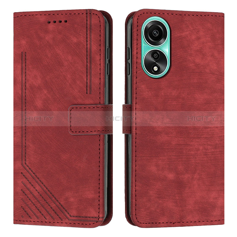 Coque Portefeuille Livre Cuir Etui Clapet Y01X pour Oppo A18 Rouge Plus