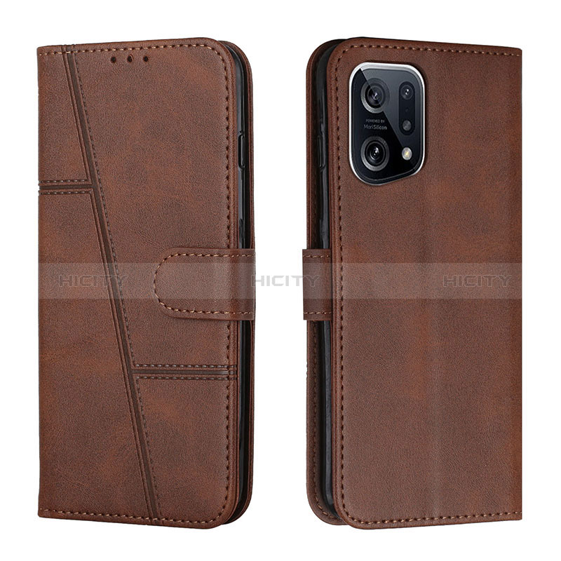 Coque Portefeuille Livre Cuir Etui Clapet Y01X pour Oppo Find X5 5G Marron Plus