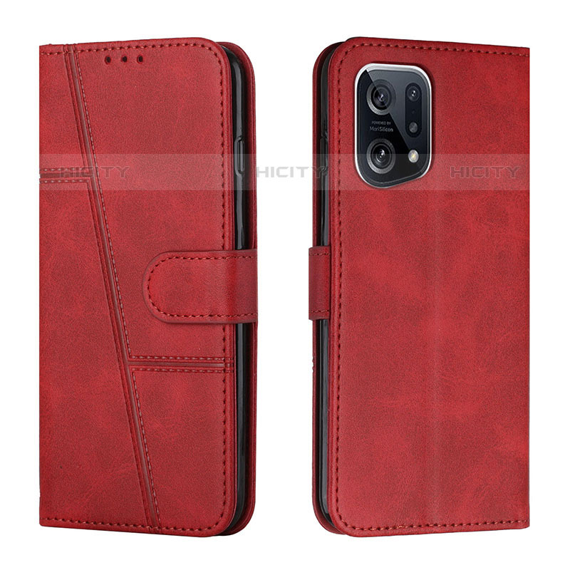 Coque Portefeuille Livre Cuir Etui Clapet Y01X pour Oppo Find X5 Pro 5G Rouge Plus