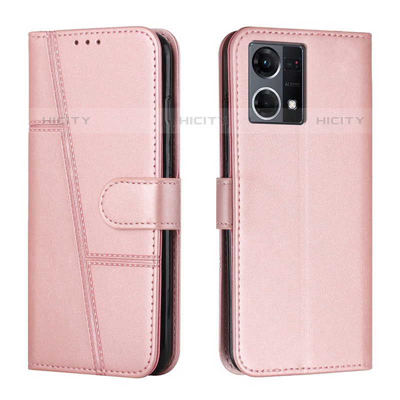 Coque Portefeuille Livre Cuir Etui Clapet Y01X pour Oppo Reno7 4G Or Rose Plus