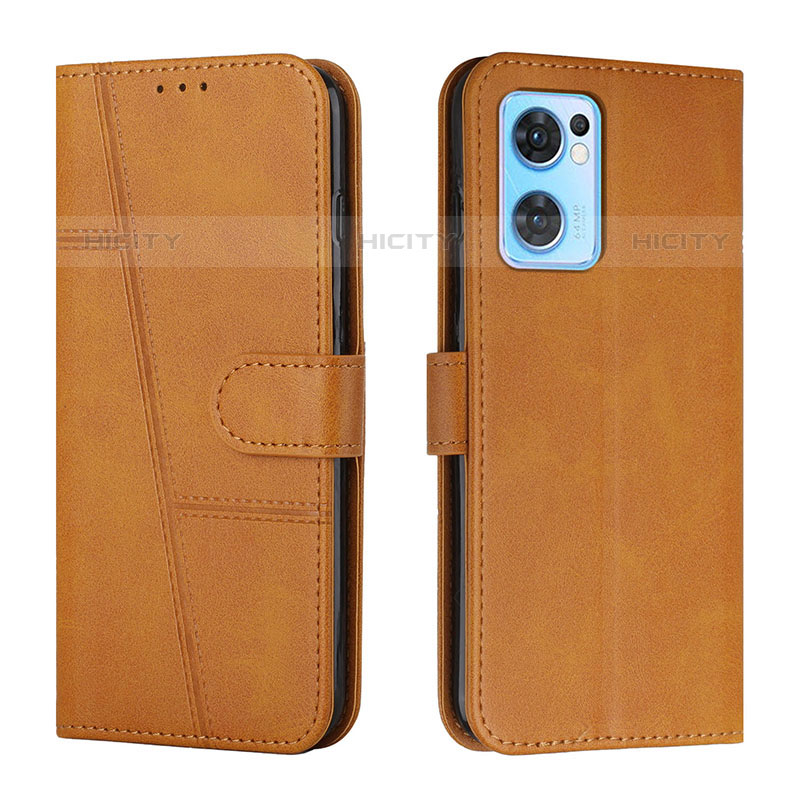 Coque Portefeuille Livre Cuir Etui Clapet Y01X pour Oppo Reno7 5G Brun Clair Plus