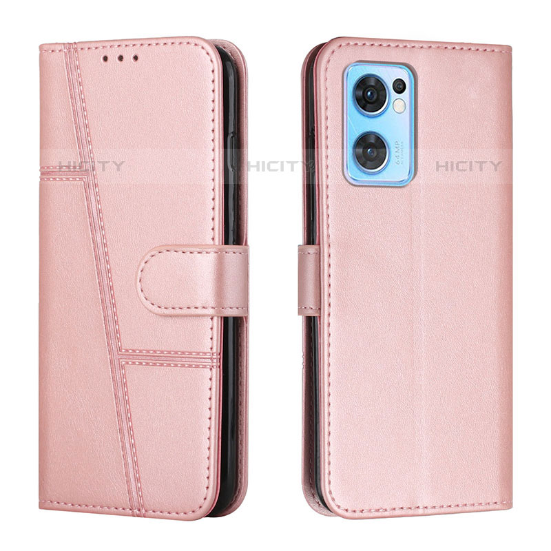 Coque Portefeuille Livre Cuir Etui Clapet Y01X pour Oppo Reno7 5G Or Rose Plus