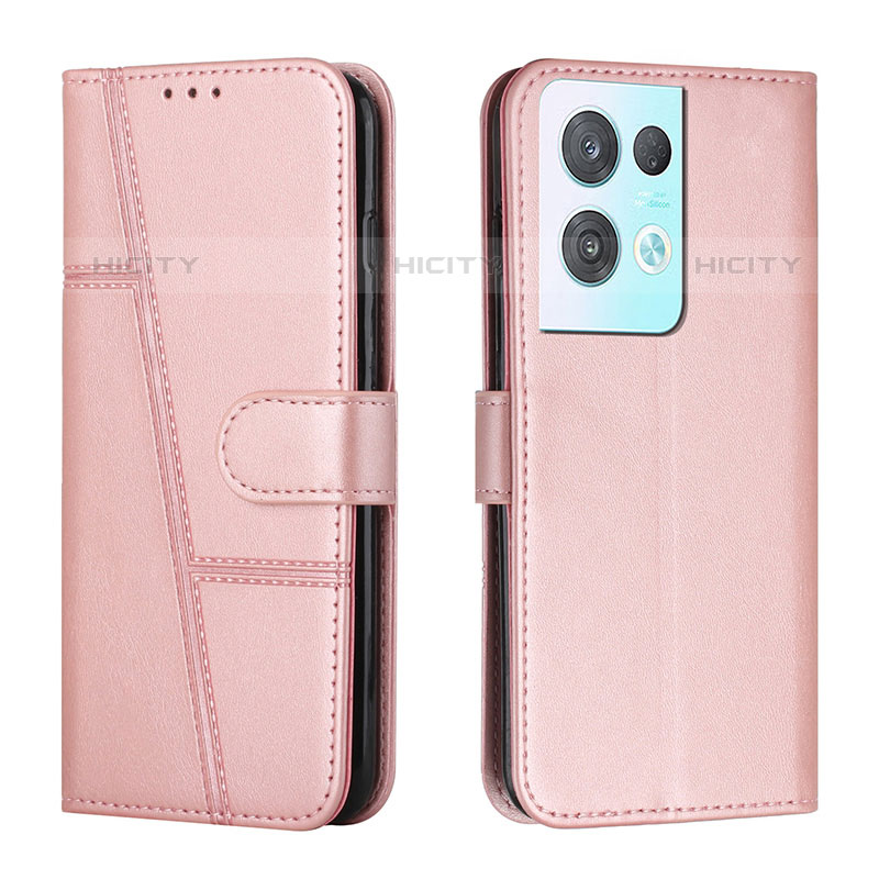 Coque Portefeuille Livre Cuir Etui Clapet Y01X pour Oppo Reno8 Pro 5G Or Rose Plus